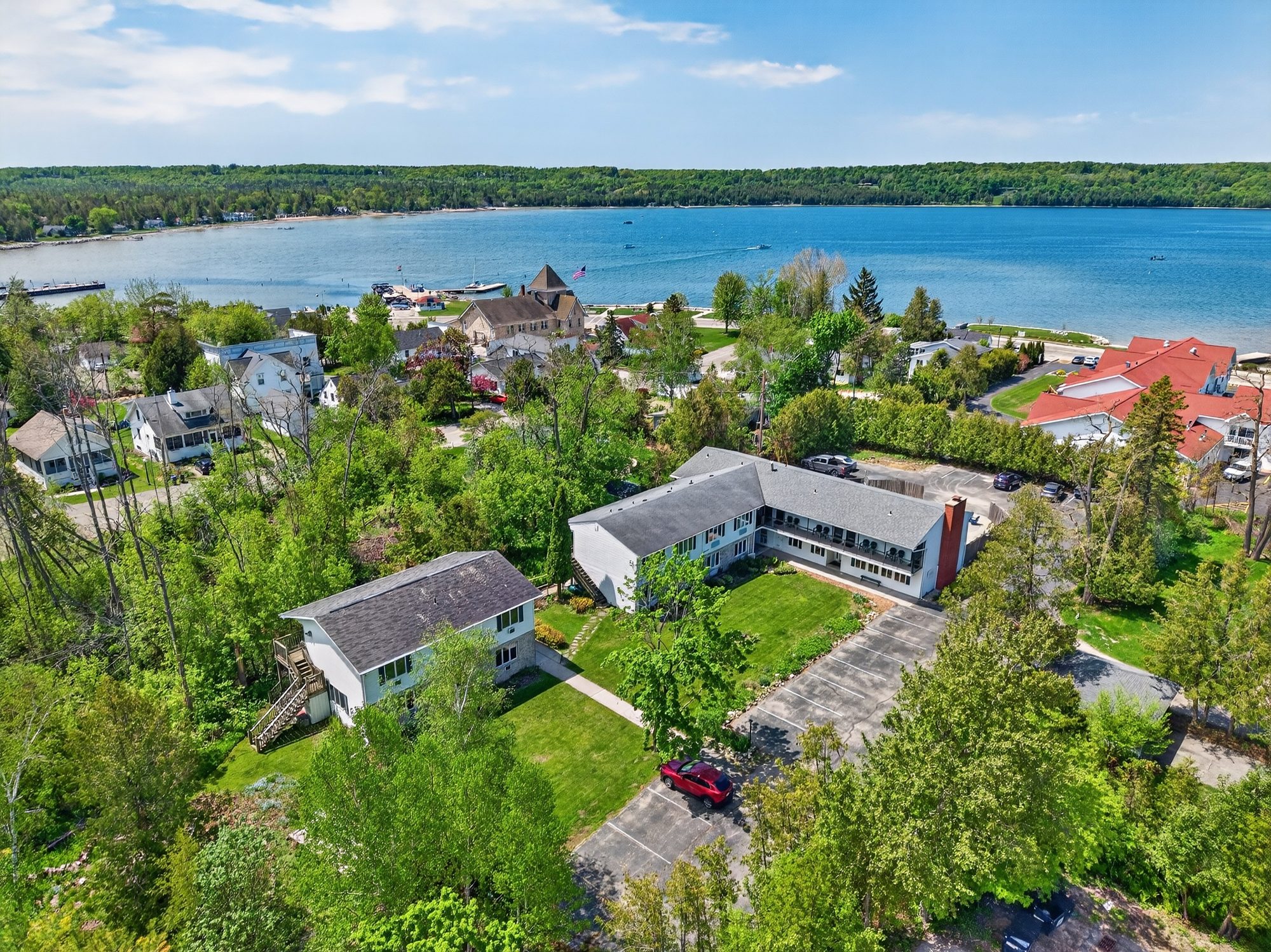 Aerial view of The Wilder Inn and Eagle Harbor, Ephraim WI