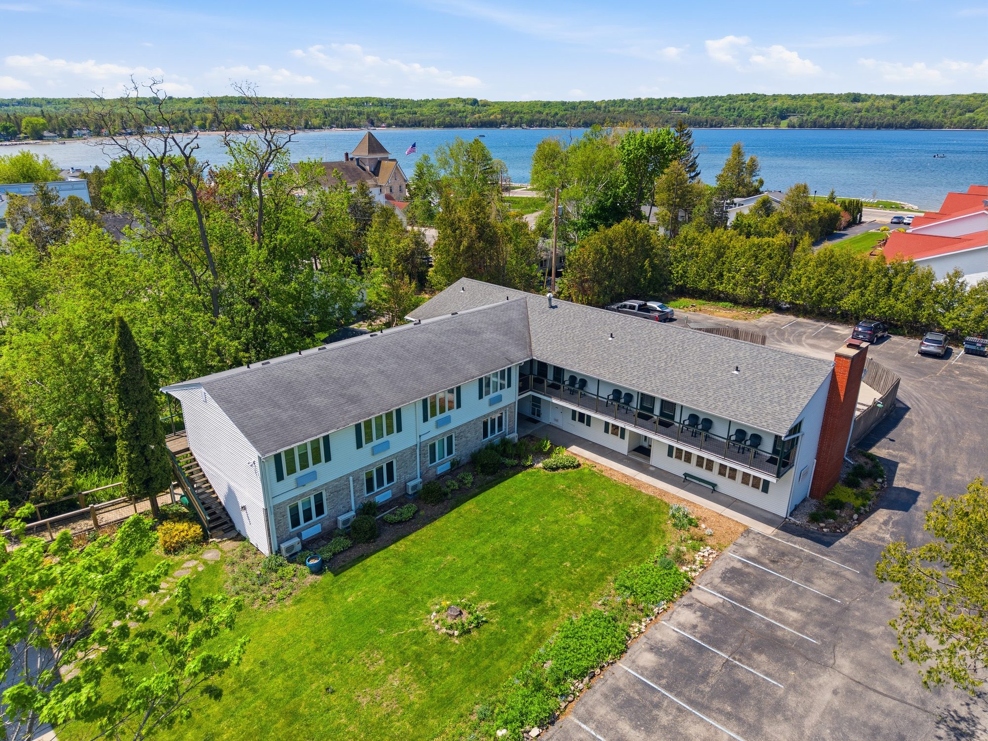 Aerial view of The Wilder Inn and Eagle Harbor, Ephraim WI