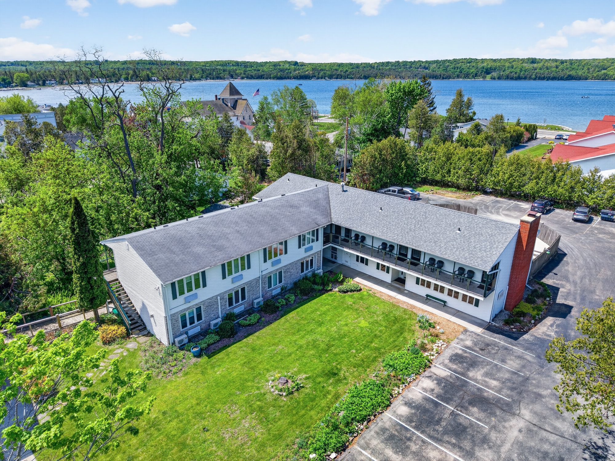 Aerial view of The Wilder Inn and Eagle Harbor, Ephraim WI