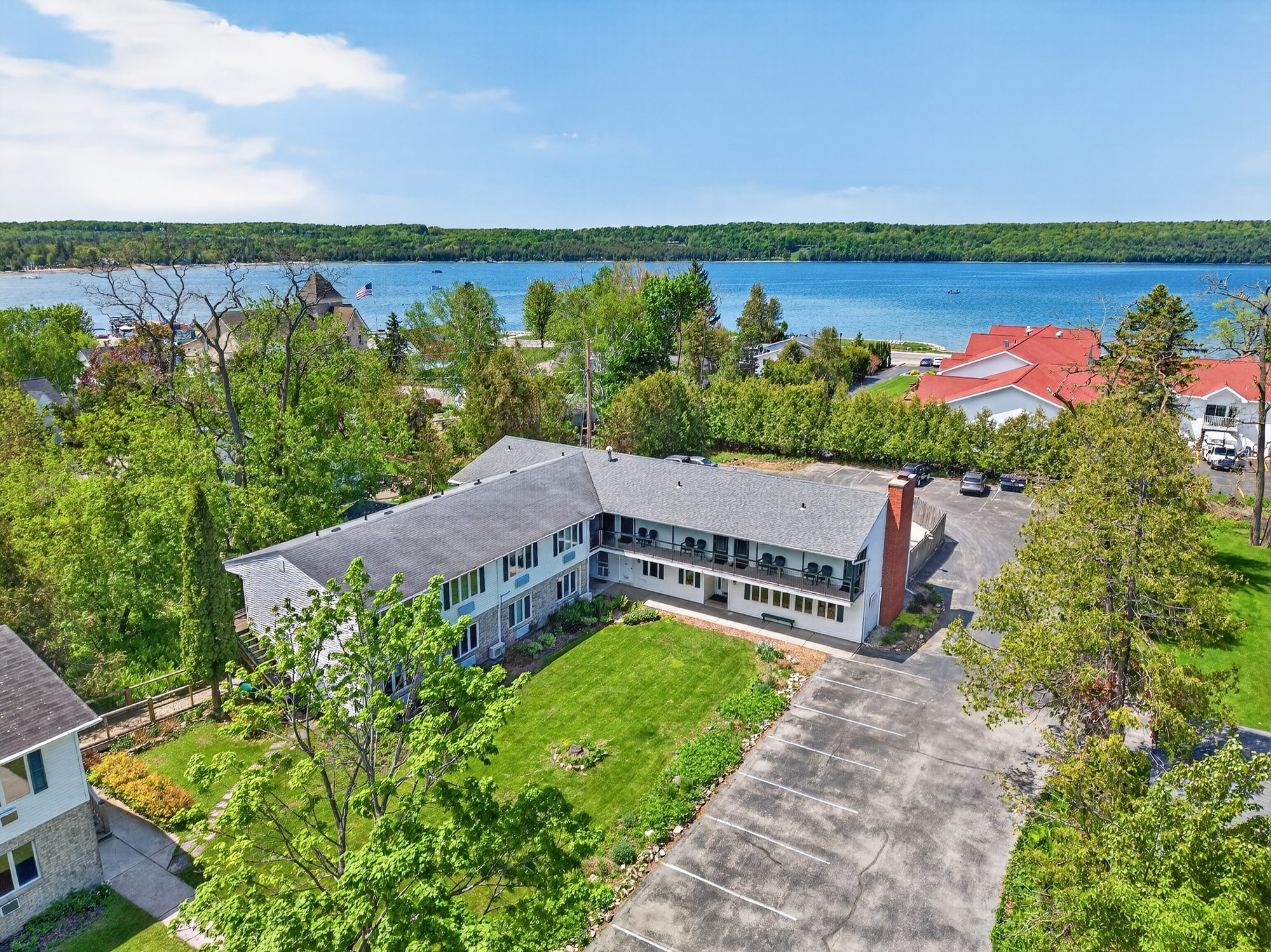 Aerial view of The Wilder Inn and Eagle Harbor, Ephraim WI