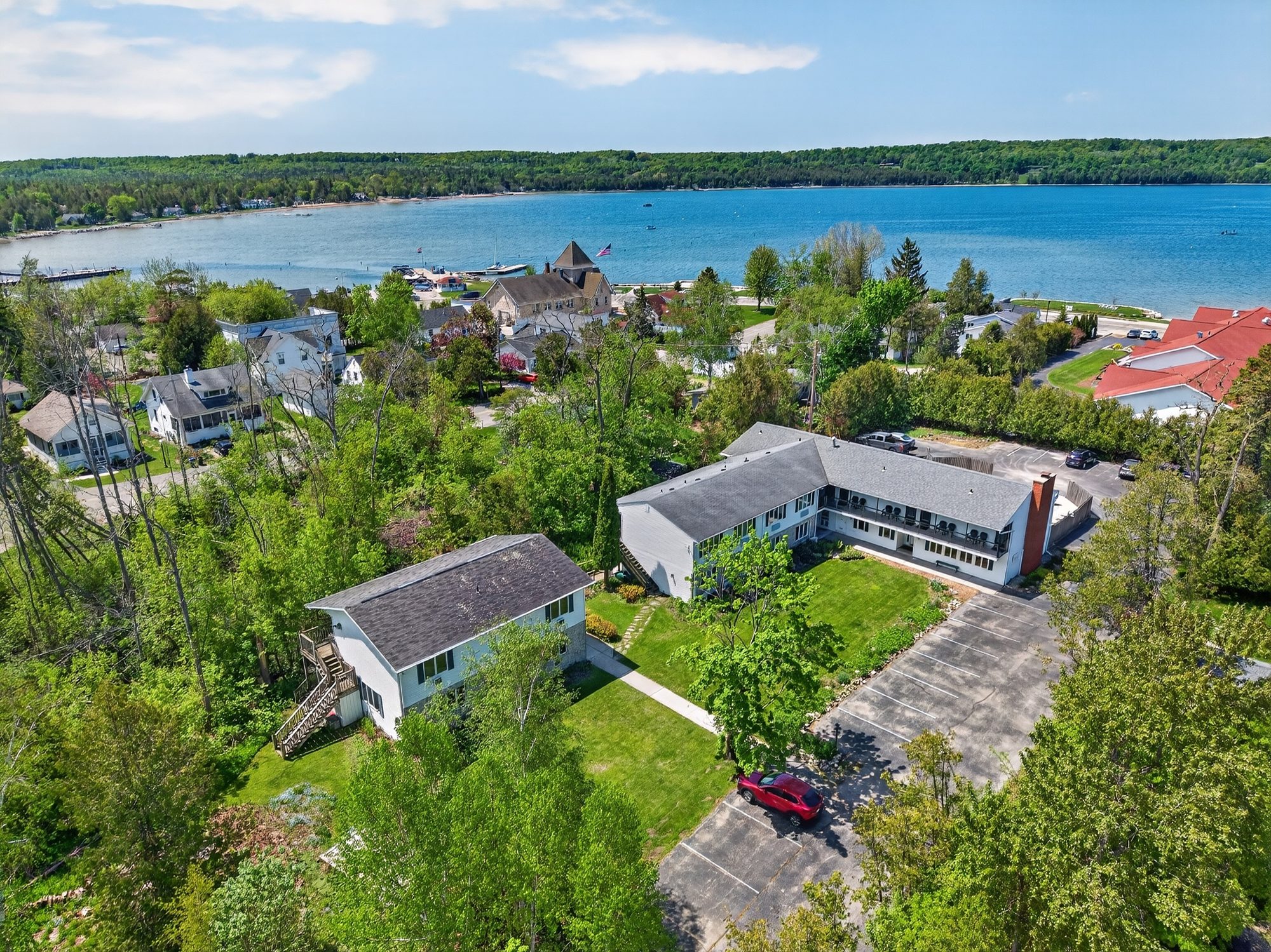 Aerial view of The Wilder Inn and Eagle Harbor, Ephraim WI