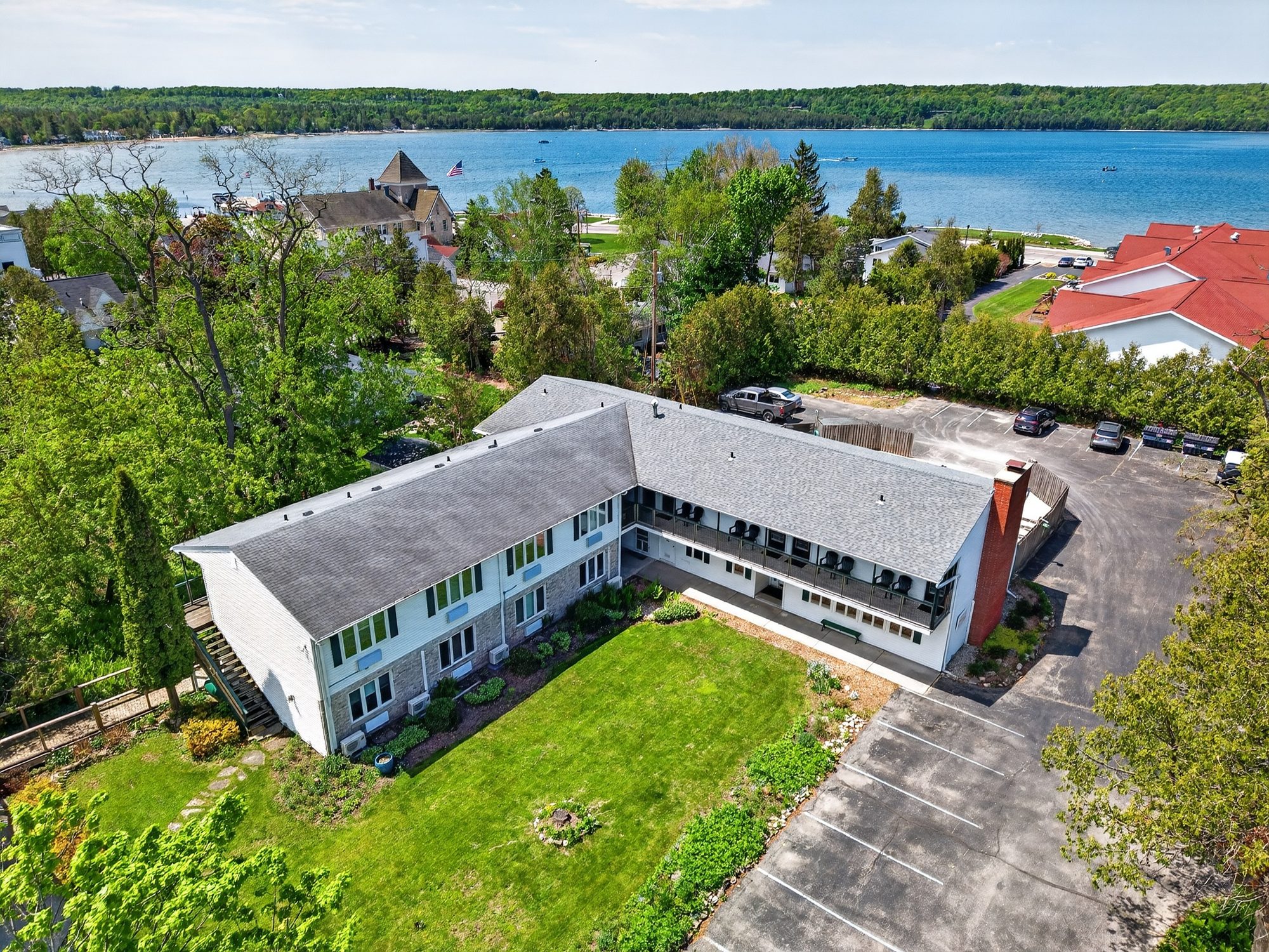 Aerial view of The Wilder Inn and Eagle Harbor, Ephraim WI