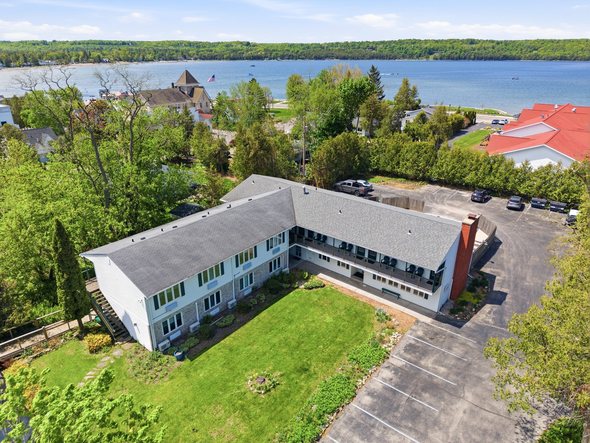 Aerial view of The Wilder Inn and Eagle Harbor, Ephraim WI