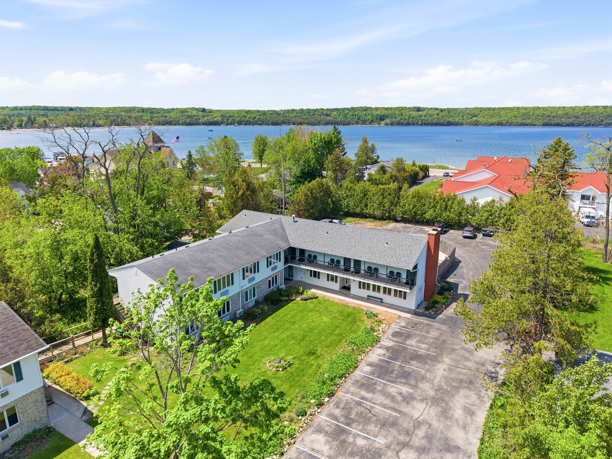 Aerial view of The Wilder Inn and Eagle Harbor, Ephraim WI