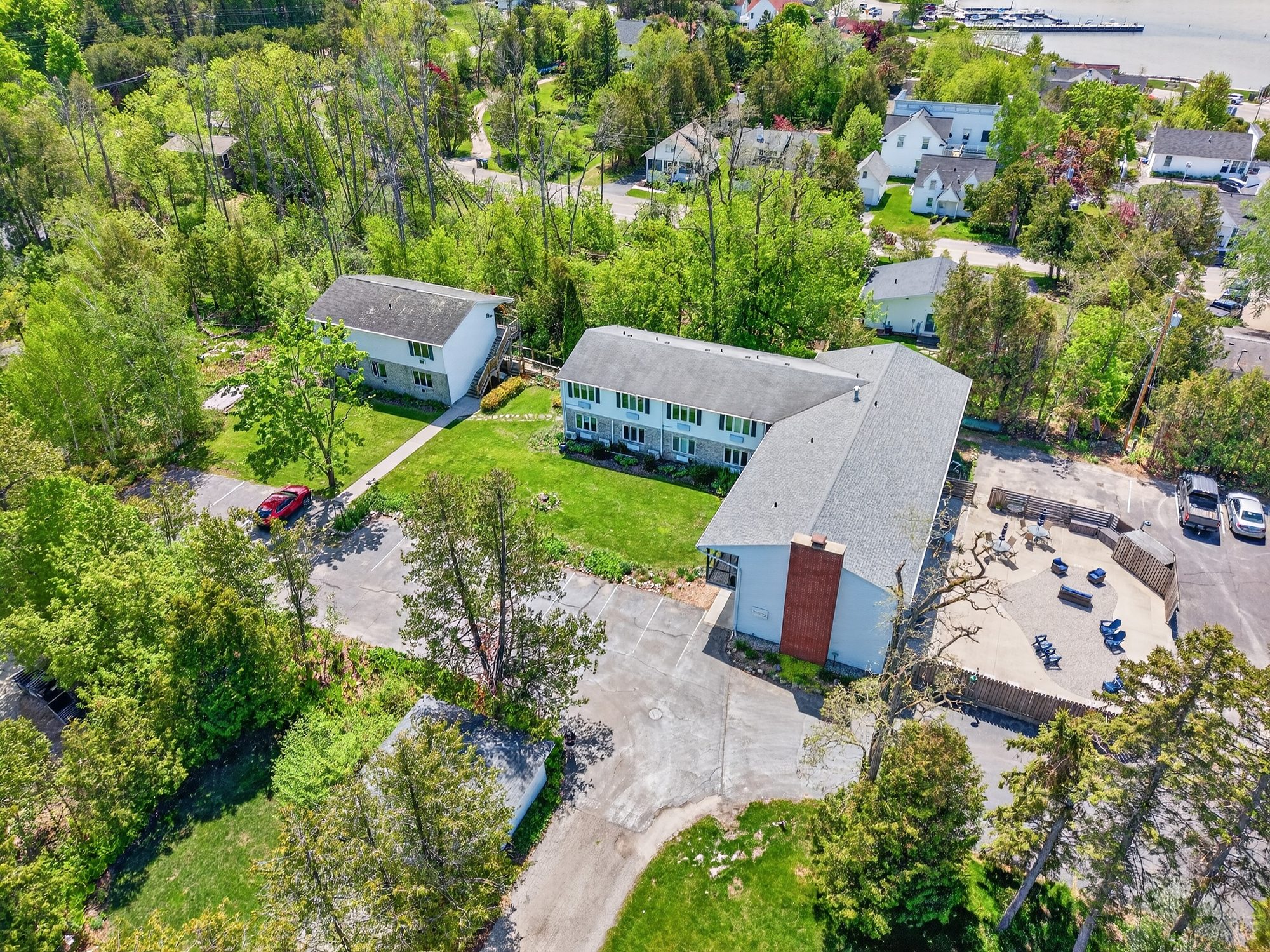 Aerial view of The Wilder Inn and Eagle Harbor, Ephraim WI