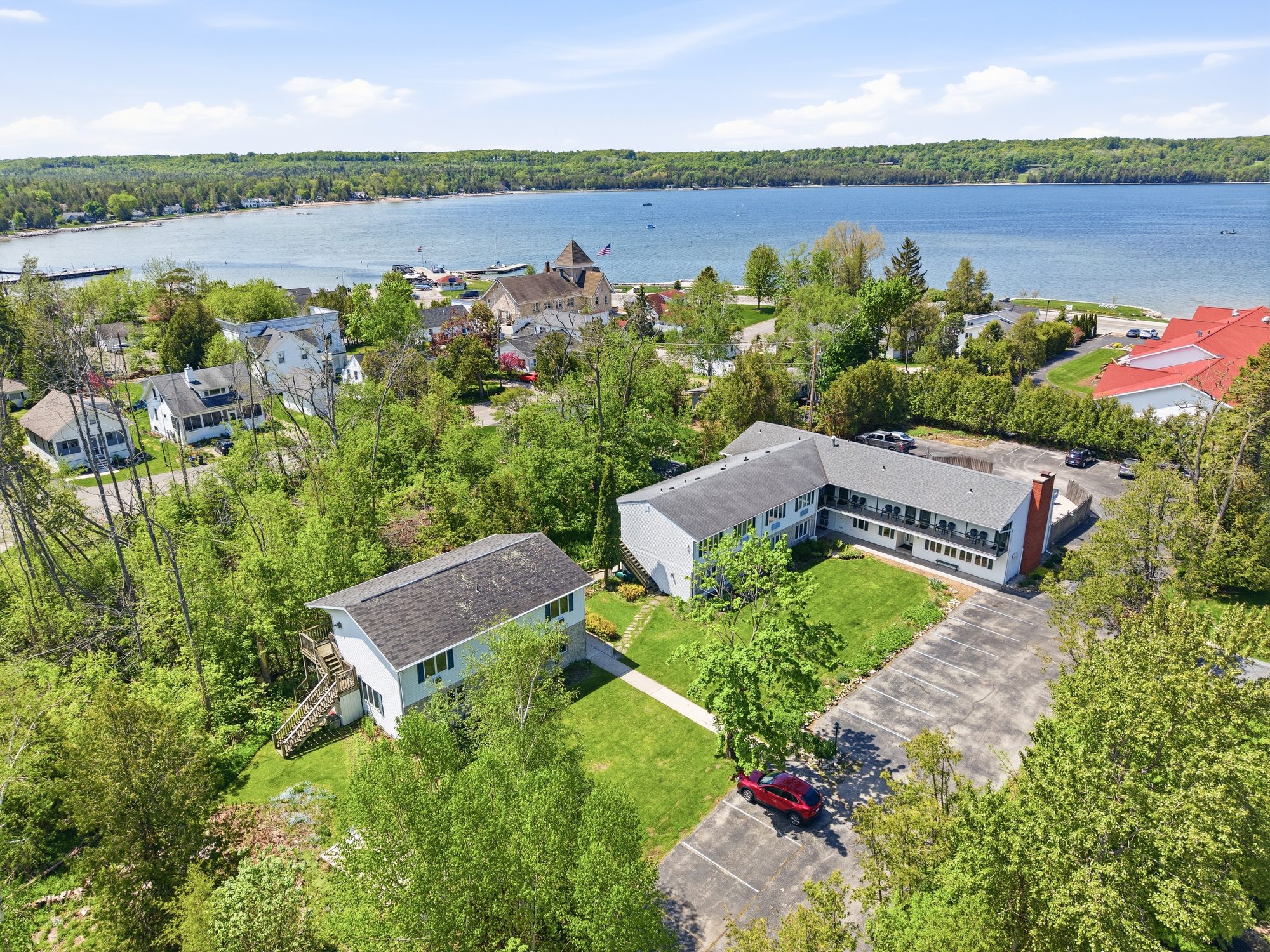 Aerial view of The Wilder Inn and Eagle Harbor, Ephraim WI